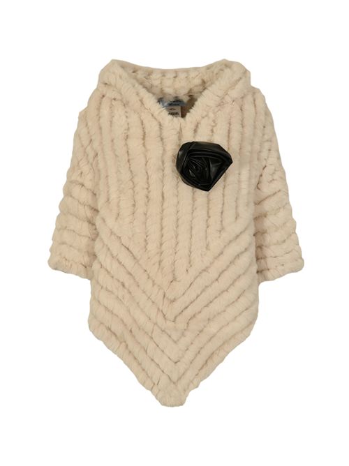 Poncho in faux fur con spilla floreale Chalk BLUGIRL | PF5001 T030014300